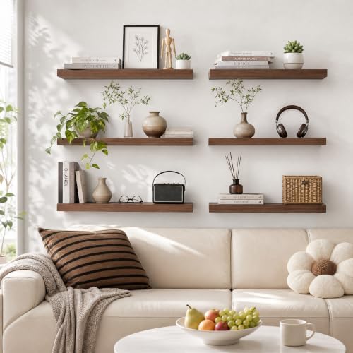 Heimlove Floating Shelves 23.6" W x 9.3" D Walnut Set of 2 - Image 7