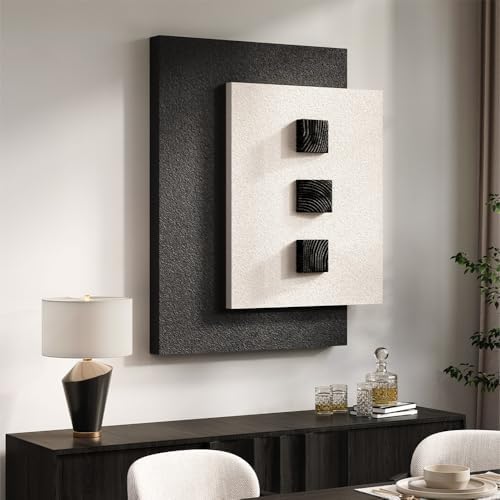 3D Black and White Abstract Wall Art, Modern Minimalist Geometric Artwork - Image 3