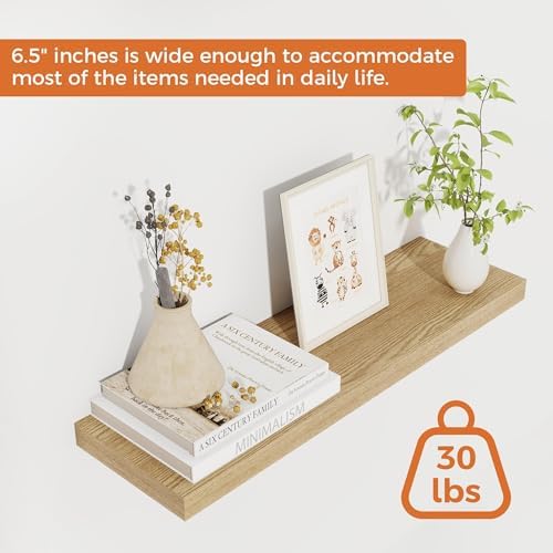 Fun Memories Floating Shelves for Wall, 22.5" Rustic Wood Deep Wall Mounted - Image 5