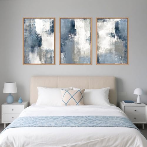 LHIUEM Large Abstract Brush Strokes Framed Canvas Wall Art Set, Modern Color - Image 5