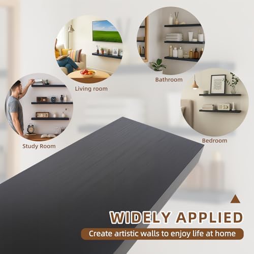 Floating Shelves for Wall, 23.6 x 6.3 Inch Rustic Display Storage Shelves - Image 4
