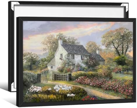 French Country Oil Painting Wall Art Farmhouse Cottage Garden Posters 08x10 by Haitunone