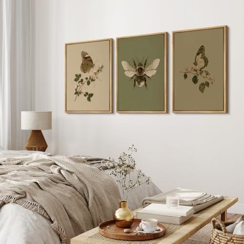 MUDECOR Framed Canvas Print Wall Art Set Butterfly Bee Set - Image 3