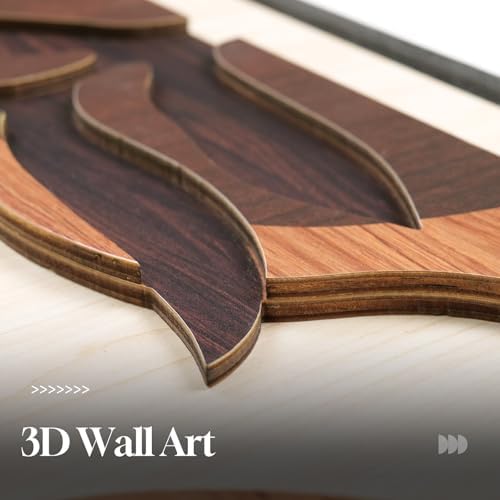 Large Framed Wood 3D Boho Tropical Wall Decor - Image 2
