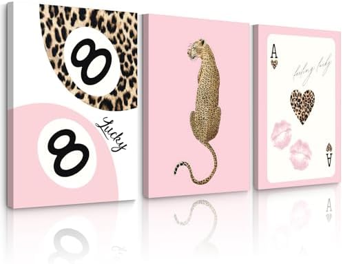 Cheetah Trendy Wall Art Preppy Leopard Canvas Print Cheetah Room Wall Decor 8 by Unknown