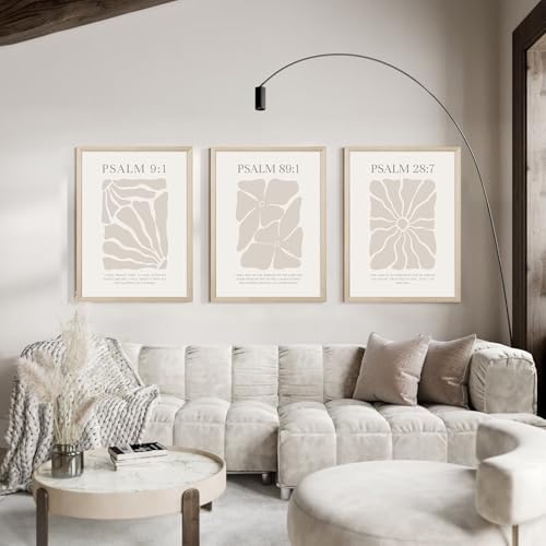 Scripture Christian Wall Art Set of 3 Beige Bible Verses Wall Decor Neutral - Image 7