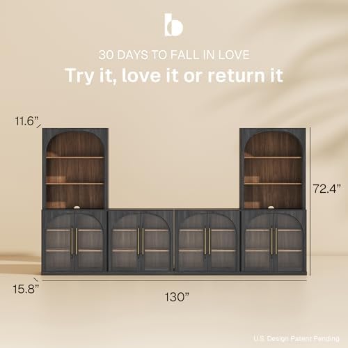 BELLEZE Jagger 130" Wall Unit 6-Piece Modular TV Stand - Image 2