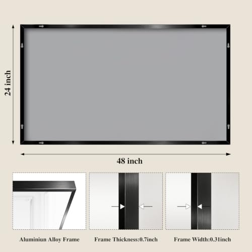 Koonmi Black Rectangle Wall Mirror, 24x48 Inch Bathroom Mirror, Aluminum Frame - Image 2