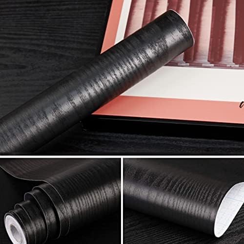 Black Wood Contact Paper Peel and Stick Waterproof Wall Paper Vinyl Wrap - Image 2