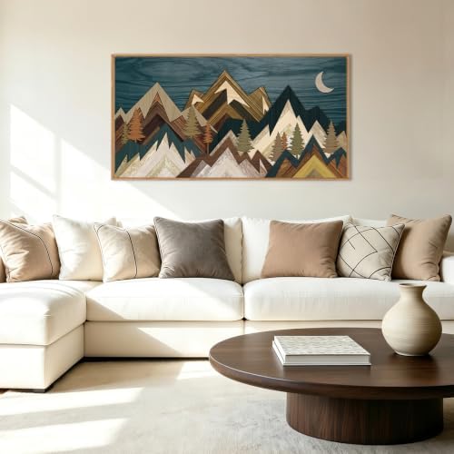 BINCUE Mountain Wall Art Framed Canvas Wall Art Nature Forest Wall Decor Rustic - Image 2