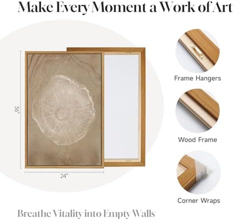 3 Piece Large Framed Neutral Tree Ring Wall Art - Image 4