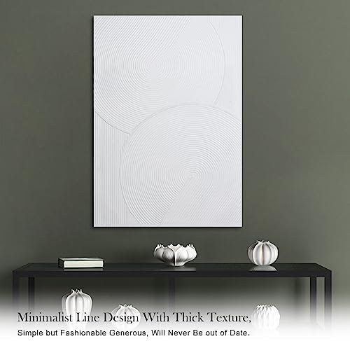 Zessonic White Boho 3D Textured Hand-painted Abstract Wall Art - Image 3
