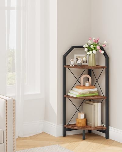 CHOEZON 3-Tier Corner Shelf, Industrial Corner Bookshelf, 35.4" Storage Stand - Image 6