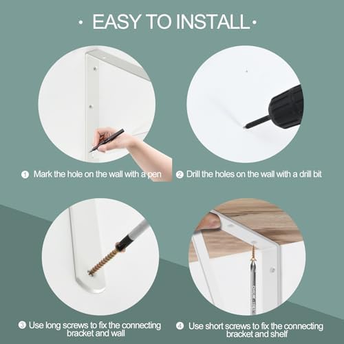 8 Pack L14 x H 10" White Heavy Duty Shelf Brackets - Image 3
