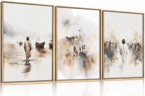 Large Jesus Christian Framed Canvas Wall Art -16"x24"x3 - Image 5