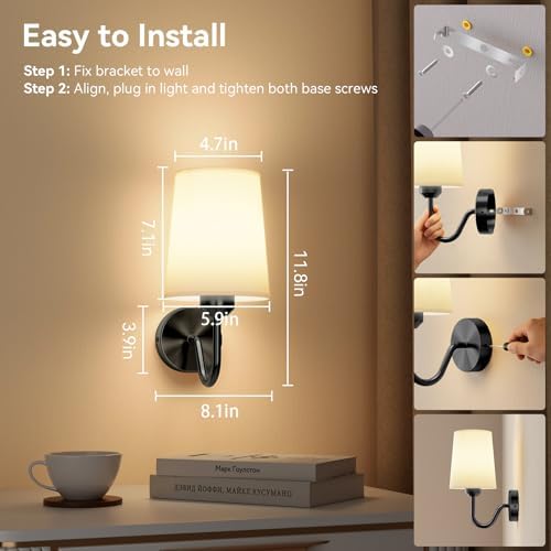 Battery Operated Wall Sconces Set of 2, Remote Control, RGB Bulb - Image 5