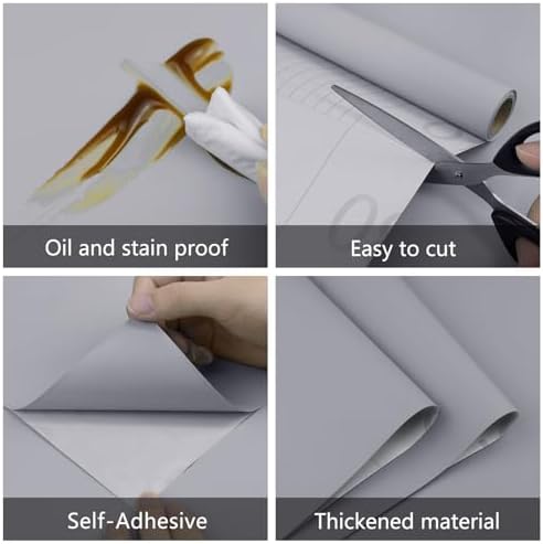 Grey Peel and Stick Wallpaper 15.7"x196" Solid Colour Contact Paper Modern - Image 2