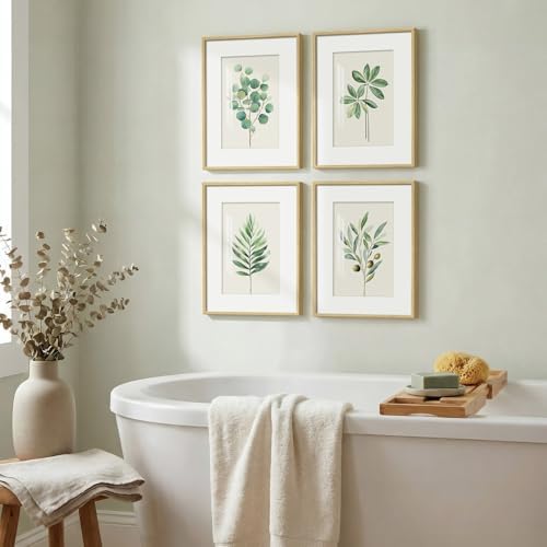 Framed Minimalist Sage Green Botanical Bedroom Wall art, 4 Piece 12x16 In - Image 2
