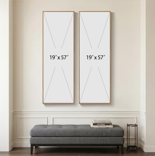 Large Framed Vintage Long Narrow Floral Wall Art - Image 3