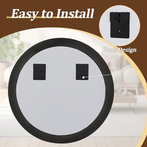 24'' Round Bathroom Mirror, Beaded Circle Decorative Wall Mirror - Image 7