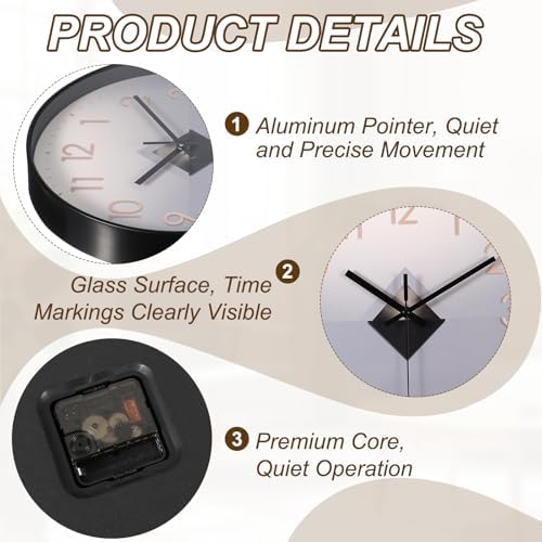 PATIKIL 12 Inch Modern Wall Clock, Silent Non-Ticking Wall Clocks Sweep - Image 3