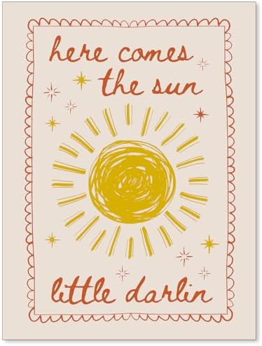 Kids Sun Canvas Wall Art Trendy Inspirational Quote Posters Here Comes The Sun by Unknown