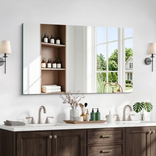 30x48 Inch Frameless Mirror, Frameless Bathroom Mirror by Unknown