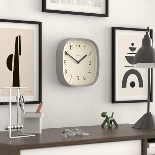 JONES CLOCKS® Sprite wall Clock | Modern Square Clock | 10" | Gray - Image 5
