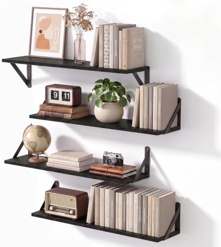 Wall Shelves Black 24x6 Inch by Unknown