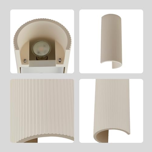 12" Modern Ribbed Plaster Wall Sconce, Indoor Wall Lamp - Image 6