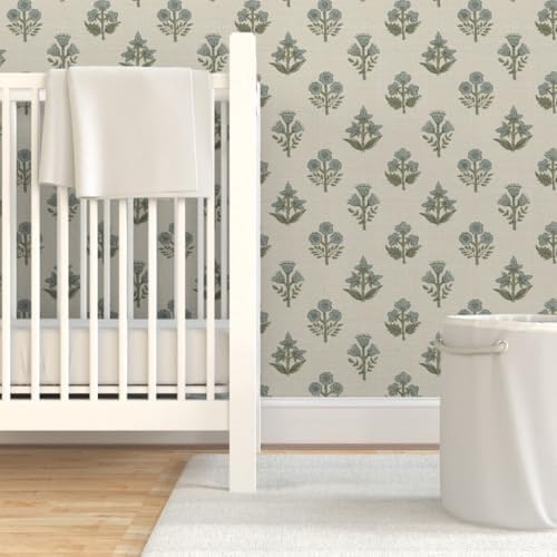 Spoonflower Block Print Neutral Peel and Stick Wallpaper - Image 6