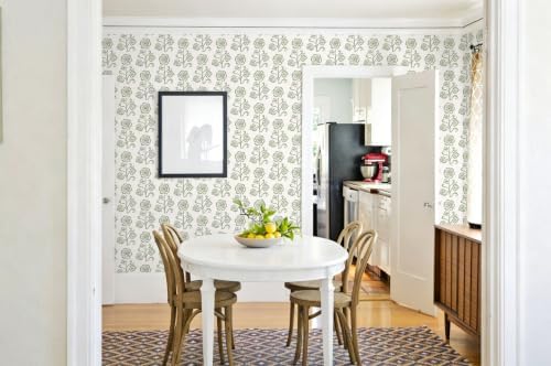 Dimoon Vintage Peel and Stick Wallpaper Sage Green Floral Contact Paper - Image 4