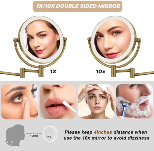 8" Rechargeable Wall Mounted Makeup Mirror - Image 3