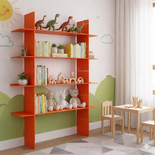 Metal Floating Bookshelf, 4-Tier Wall Mounted Shelf, 45.28 Inch - Image 2