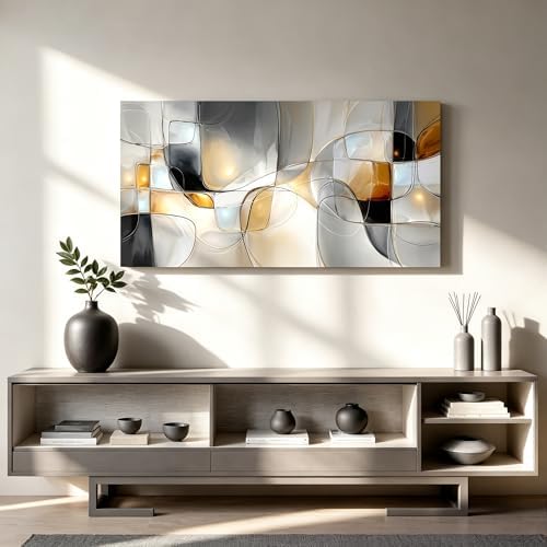 I@U Geometric Abstract Wall Art Decor Modern Gray White Wall Art Prints Canvas - Image 4