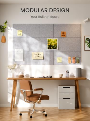 Bumusty 48"x 36" Large Felt Bulletin Board Tiles, Soft Gray - Image 7