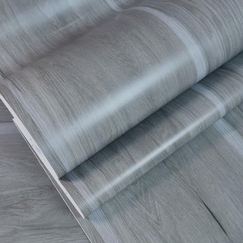 BOMENG Wood Grain Vinyl Wrap Grey Blue Peel and Stick Wallpaper Countertop by BOMENG