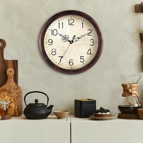 KECYET Wall Clock 14" Vintage Battery Operated Non-Ticking Quartz - Image 5