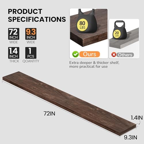 Fun Memories Floating Shelves for Wall, Deep Floating Shelf for Living Room - Image 4