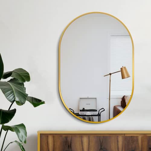 Delma 36x24 Gold Oval Bathroom Mirror - Image 3