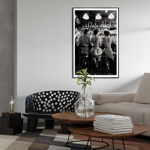 Vintage Black and White Posters Trendy Women Drink Cocktail Wall Art Funky - Image 3