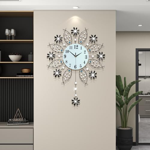 Large Decorative Crystal Silent Wall Clock - Image 2