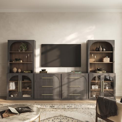 BELLEZE Jagger 130" Wall Unit 6-Piece Modular TV Stand by BELLEZE