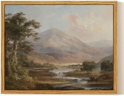 InSimSea Framed Canvas Wall Art, Vintage Landscape Painting, Rustic Nature by InSimSeaArt