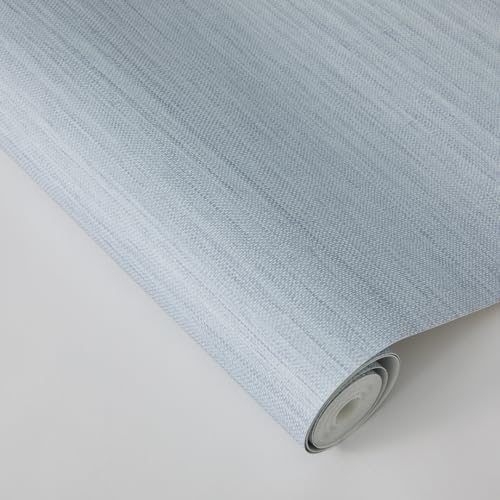 Tempaper Textured Powder Blue Horizontal Faux Grasscloth Removable Peel and - Image 5