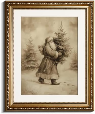 VIYYIEA Gold Framed Christmas Santa Wall Art Canvas Painting, 16×13 Inch by VIYYIEAART