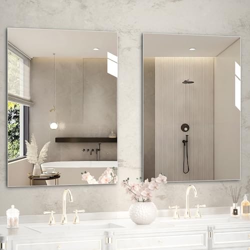 Hasipu 2-Pack 32" x 24" Frameless Wall Mounted Gym Mirrors by Whatssuitableisthebest