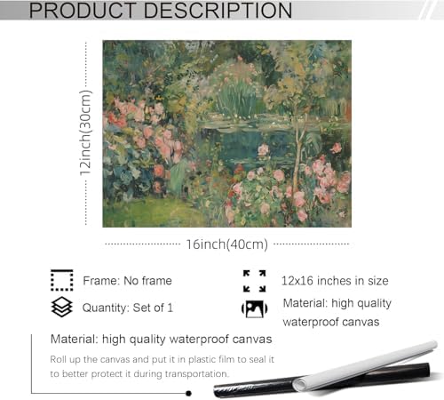Haitunone Sage Green Scenery Garden Wall Art Landscape Botanical Wildflower - Image 2
