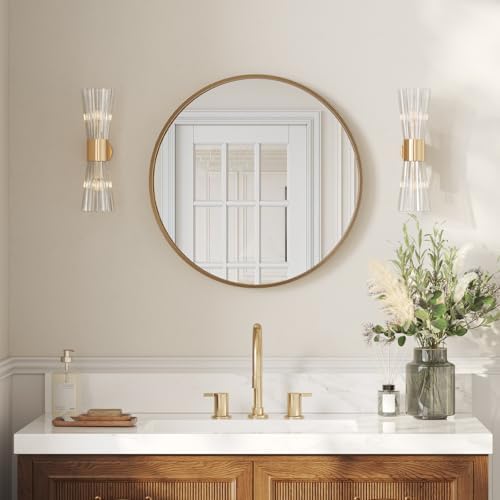 USHOWER 24 Inch Gold Round Bathroom Mirrors by USHOWER