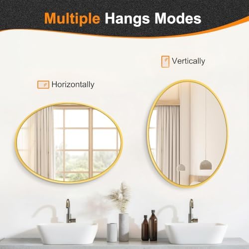 Delma 32x24 Gold Oval Bathroom Mirror - Image 5
